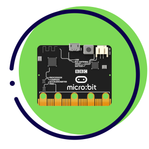 micro:bit kompiuteriukas žaliame fone